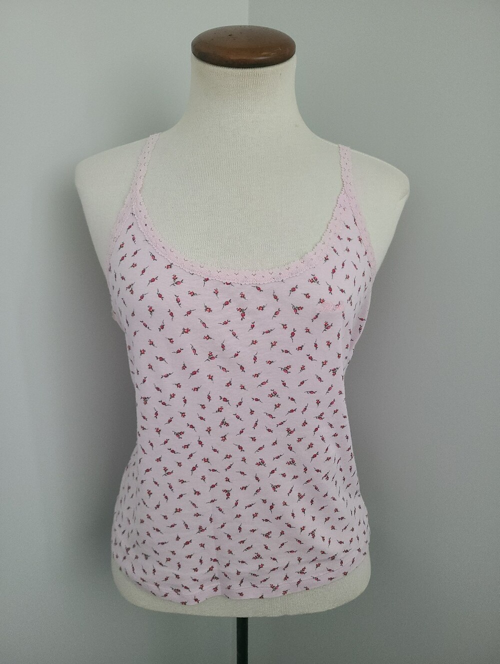 Victoria's Secret PINK Pointelle Floral Lace Cami Size L Coquette Cottagecore